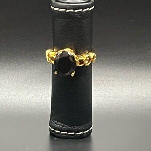 Gold Tone Ring with Black Center Stone